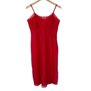 Vintage Van Raalte Red Lace Lingerie Nightgown Nightie 50s Pinup Womens Medium